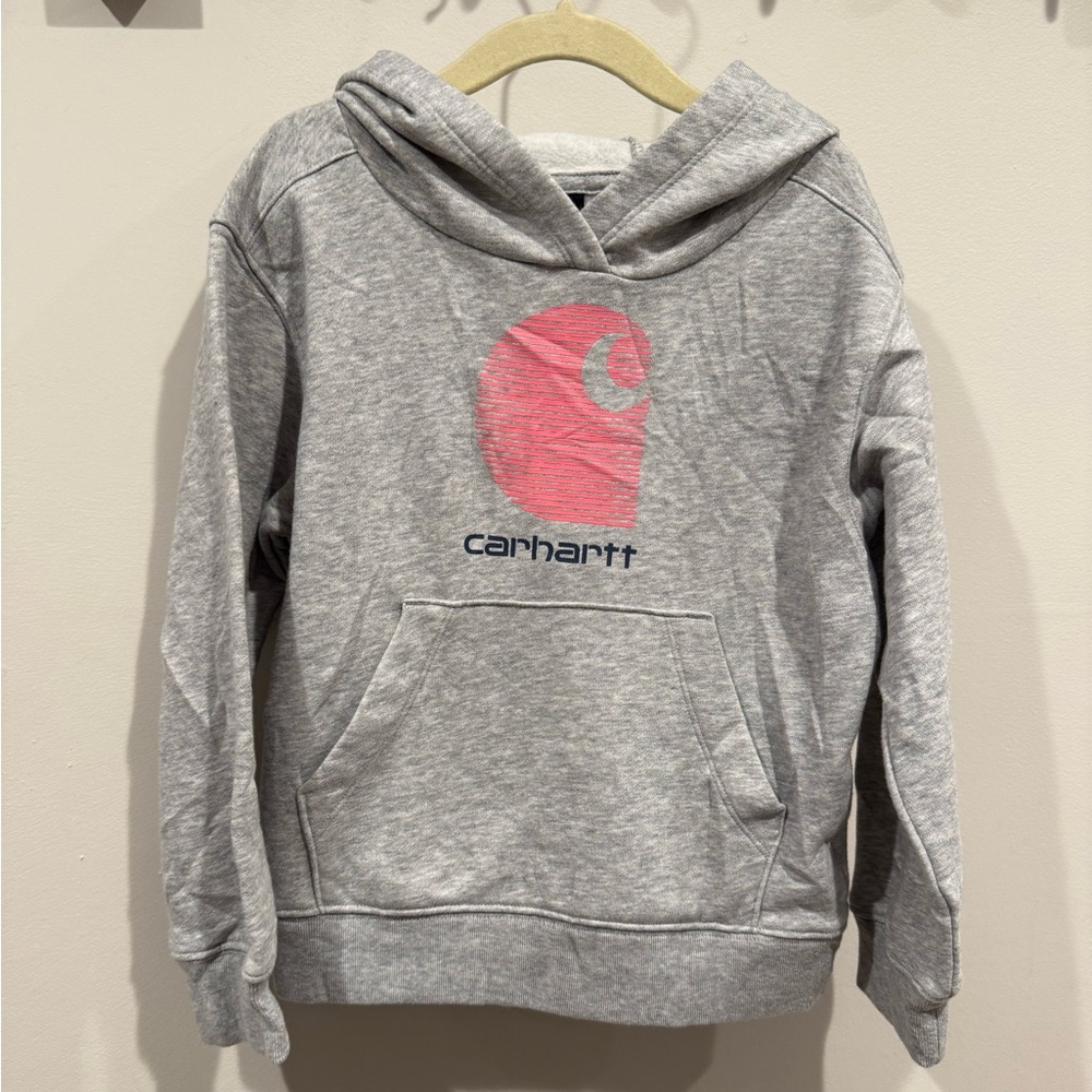 Carhartt Hooded Sweatshirt Girls Kids Pullover Logo Size 5